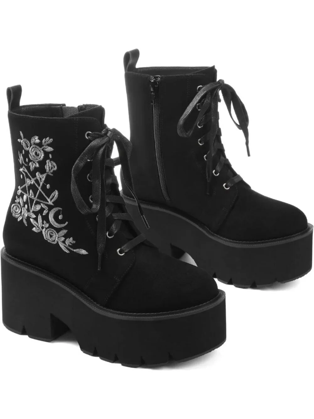 Gothic Platform Ankle Boots for Women - Rave Combat Booties, Edgy Style